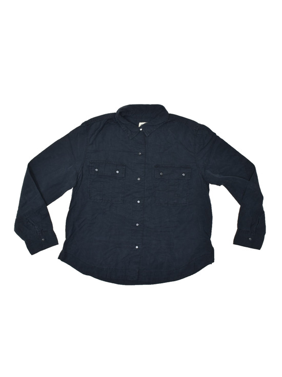 GAP Tops - Gap 1969 Navy Black Lyocell Utility Button Down Shirt Top Blouse L Petite